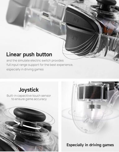 وحدة تحكم ألعاب لاسلكية شفافة متعددة الأجهزة من TPARTS لطراز Tesla 3/Y/S/X، متوافقة مع Switch/STEAM Deck/PC/Tesla، وضع LED بـ 7 ألوان (مجموعة من 2) in Kuwait