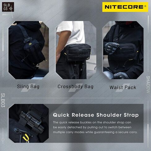 NITECORE SLB03 حقيبة كتف كروسبودي قابلة للتحويل حقيبة صدر للرجال والنساء مع رقعة NITECORE in Saudi Arabia