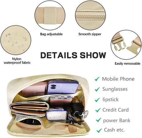 Fanny Packs for Women and Men,Fashion Waist Pack Mini Belt Bag with Adjustable Strap,Waterproof Crossbody Bag Hip Bum Bag for Outdoor Workout Running Hiking Walking Travel (Khaki) in Saudi Arabia