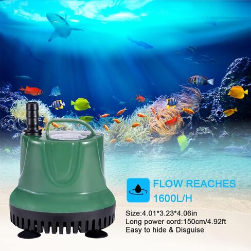 Submersible Water Fountain Pump (1600L/H, 25W) for Outdoor Pond, Backyard Fountain, Aquarium, Water Feature, Statuary Garden, Fish Tank in Saudi Arabia