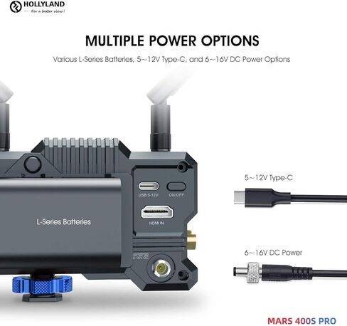 Hollyland Mars 400S PRO 400ft 1080p جهاز إرسال واستقبال فيديو HDMI وSDI لاسلكي 5G 0.08s تطبيق الكمون يدعم Android وiOS نقل الفيديو اللاسلكي [2 حزمة بطارية وحزمة شاحن تيار متردد] in Kuwait