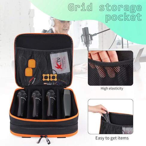 TEFGTER Microphone Case Wireless Microphone Bag Mic Carrying Case Microphone Portable Storage Case for Travel Adjustable Foam Case Fits Wireless Microphones and Stage Mics (Box Only) in Kuwait