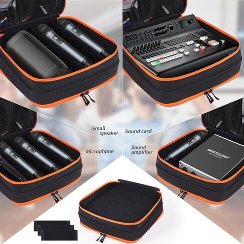 TEFGTER Microphone Case Wireless Microphone Bag Mic Carrying Case Microphone Portable Storage Case for Travel Adjustable Foam Case Fits Wireless Microphones and Stage Mics (Box Only) in Kuwait