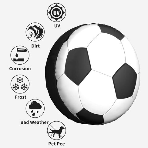 أغطية إطارات Love Football Sport Soccer مستديرة باللونين الأسود والأبيض غطاء عجلة احتياطية مناسب لمقطورة Jeep Rv مقاس 15 بوصة in Kuwait