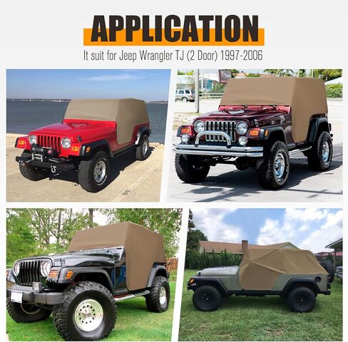 سان هيما بو الجلود جيب TJ أغطية الكابينة ل1997-2006 جيب رانجلر TJ، 10.45 رطل الوزن الثقيل جيب يغطي مقاوم للماء 2 أبواب حماية من الأشعة فوق البنفسجية، جميع غطاء مسار الطقس in Kuwait