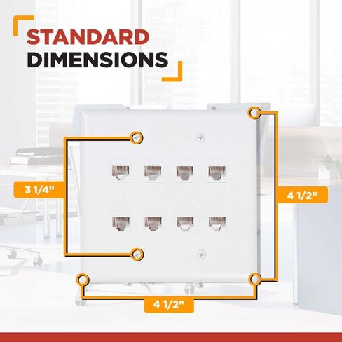 لوحة حائط من أنثى إلى أنثى من إيثرنت Cat6 من نقطة المشتري | مدرج في قائمة UL، 8 منافذ، 2 عصابة، لا يتطلب صندوق حائط، مثالي لاتصال البيانات عالي السرعة في العمل أو المنزل (أبيض) - حزمة واحدة in Kuwait