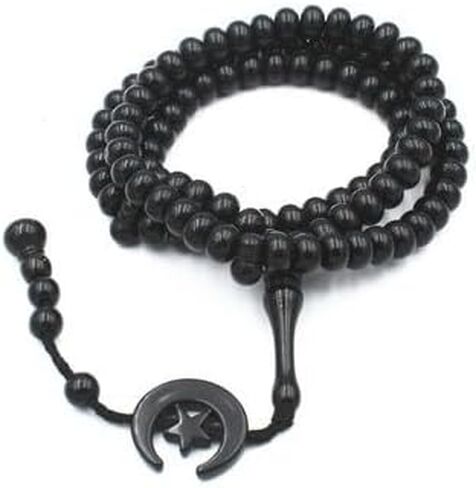 Ylucky 2PC Muslim Kufi Hats with Handicraft Taqiyah Islamic Prayer Beanie Skull Cap Tasbih Beads Embroidery Kofia Topi Hat in Kuwait