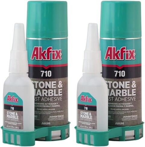 لاصق سريع للحجر والرخام Akfix 710 (1.76 أونصة) مع منشط (6.70 أونصة سائلة) [لاصق فائق الشفاف ورذاذ مسرع] in Kuwait