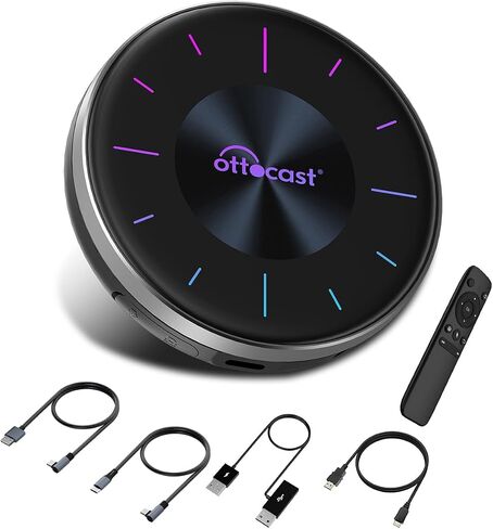 OTTOCAST P3 CarPlay AI Box with Car Play Remote and HDMI Cable - 2024 Android 12.0 CarPlay Video Adapter Wireless CarPlay Android Auto Dongle HDMI Output, YouTube Netflix Streaming Videos in Saudi Arabia