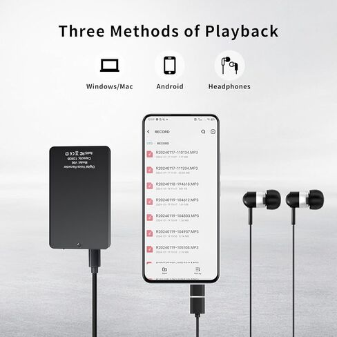 128GB Voice Recorder Vivaniir, 350 Hours Long Recording Time (2500mAh Massive Battery), USB-C Voice Activated Recorder with Playback and Noise Reduction, Ideal for Meeting Interview Lecture Class in Saudi Arabia