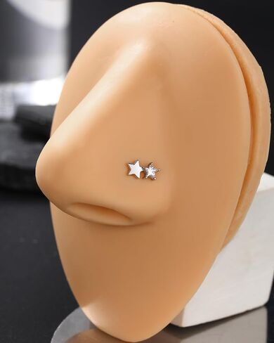 Agrewd Minimalist Star 925 Sterling Silver Nose Rings Stud 20G Screw Nose Ring Silver Dainty Nose Piercing Jewelry Hypoallergenic in Saudi Arabia