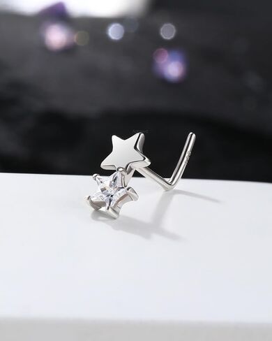 Agrewd Minimalist Star 925 Sterling Silver Nose Rings Stud 20G Screw Nose Ring Silver Dainty Nose Piercing Jewelry Hypoallergenic in Saudi Arabia