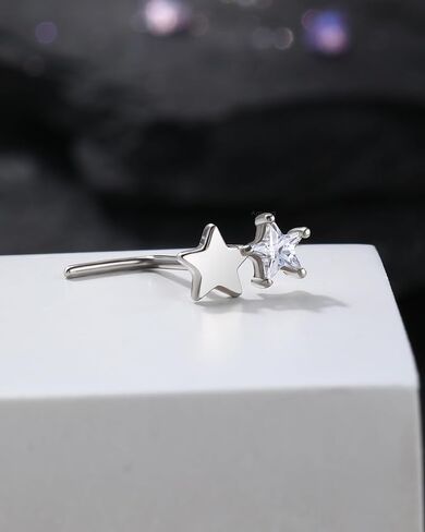 Agrewd Minimalist Star 925 Sterling Silver Nose Rings Stud 20G Screw Nose Ring Silver Dainty Nose Piercing Jewelry Hypoallergenic in Saudi Arabia