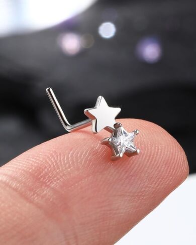 Agrewd Minimalist Star 925 Sterling Silver Nose Rings Stud 20G Screw Nose Ring Silver Dainty Nose Piercing Jewelry Hypoallergenic in Saudi Arabia