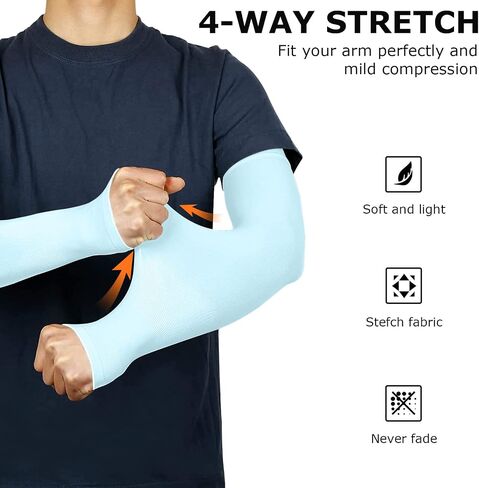 AURUZA Sun Protection Arm Sleeves for Men & Women UV Sleeves Sun Sleeves for Golf Cycling Football Sleeves in Saudi Arabia