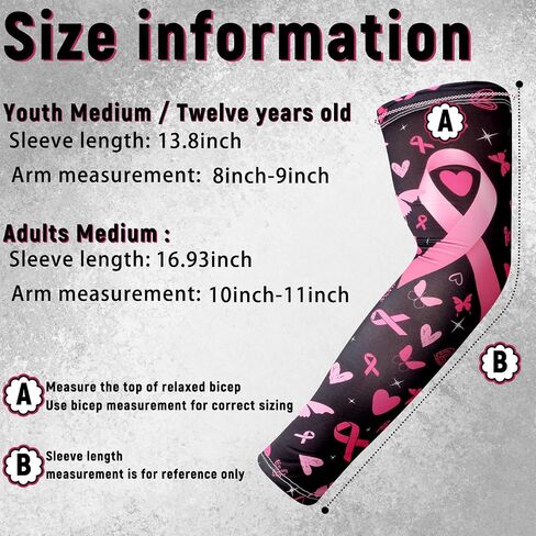 12 Pairs Breast Cancer Awareness Arm Sleeves Pink Ribbon Compression Sleeve Unisex Arm Bands Baseball for Sports in Saudi Arabia