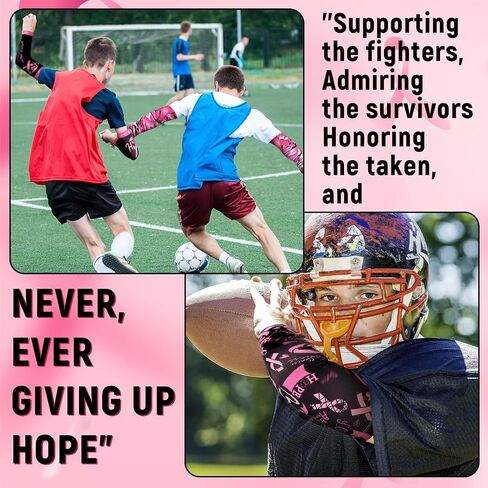 12 Pairs Breast Cancer Awareness Arm Sleeves Pink Ribbon Compression Sleeve Unisex Arm Bands Baseball for Sports in Saudi Arabia