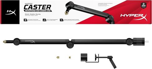 HyperX Caster ميكروفون وذراع الكاميرا بدون أدوات تعديل، توافق واسع، إدارة الكابلات، قوي، أسود in Kuwait