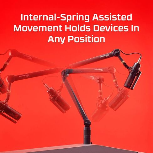HyperX Caster ميكروفون وذراع الكاميرا بدون أدوات تعديل، توافق واسع، إدارة الكابلات، قوي، أسود in Kuwait