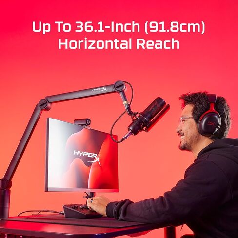 HyperX Caster ميكروفون وذراع الكاميرا بدون أدوات تعديل، توافق واسع، إدارة الكابلات، قوي، أسود in Kuwait