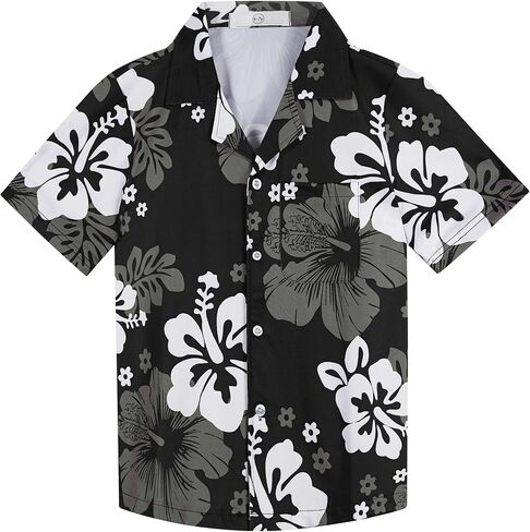 APTRO Boy's Hawaiian Shirt Tropical Beach Casual Summer Shirt #Ks27-floral Black 8-9T in Saudi Arabia