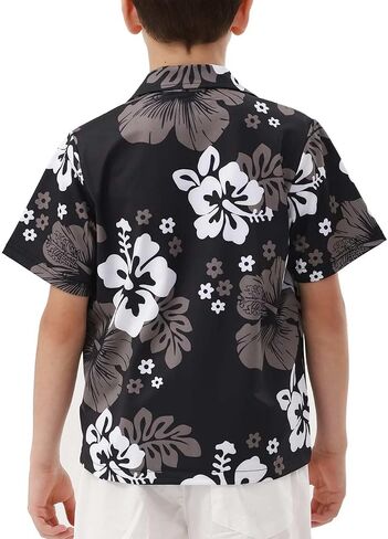APTRO Boy's Hawaiian Shirt Tropical Beach Casual Summer Shirt #Ks27-floral Black 8-9T in Saudi Arabia