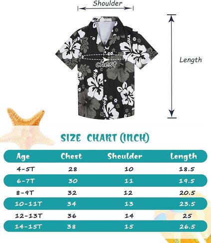 APTRO Boy's Hawaiian Shirt Tropical Beach Casual Summer Shirt #Ks27-floral Black 8-9T in Saudi Arabia