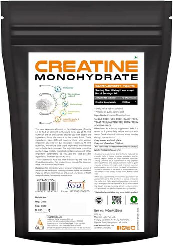 AS-IT-IS Nutrition Creatine Monohydrate 500gms/17.6 Oz | Usa Labdoor Certified for Accuracy & Purity No Preservatives Gluten-free Vegan Friendly Post-workout Supplement in Saudi Arabia