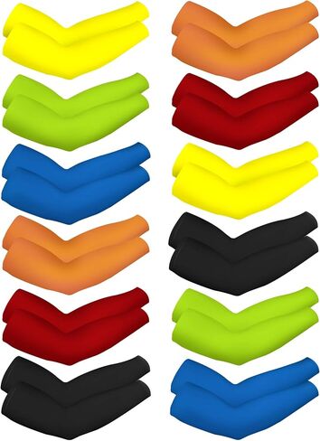 12 Pairs Unisex UV Protection Sleeves Long Arm Sleeves Cooling Sleeves Arm Cover Sleeves (Bright Colors, Ice Silk) in Saudi Arabia