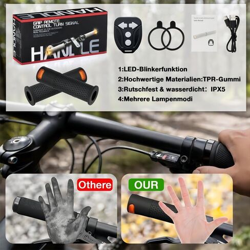 مقابض مقود الدراجة الإلكترونية/الدراجة إشارة الانعطاف، مقود دراجة قابل لإعادة الشحن USB مقابض إشارة الانعطاف سكوتر مع جهاز تحكم عن بعد، مقبض بديل مقاوم للماء/دراجة سكوتر ضوء تحذير للسلامة in Kuwait