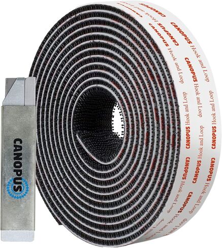 CANOPUS Hook and Loop Reclosable Fastener, SJ3550 250 Black Lock Tape for Hanging Pictures, Signs and Displays, Remotes, Tools, Crafts, 1 in x 6 ft, Made in USA in Saudi Arabia