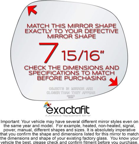 exactafit 8106R Passenger Side Mirror Glass Right Replacement Compatible With 2003-2009 Toyota 4Runner, 2003-2009 Lexus GX470 in Saudi Arabia