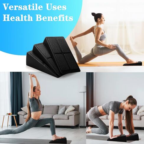 DEAYOU 3 Pack Slant Board Calf Stretcher, 12" Yoga Foam Workout Wedge, Squat Wedge Incline Board, Foot Stretching Block for Improve Lower Leg Strength, Physical Therapy, Exercise, Adjustable Angles in Saudi Arabia