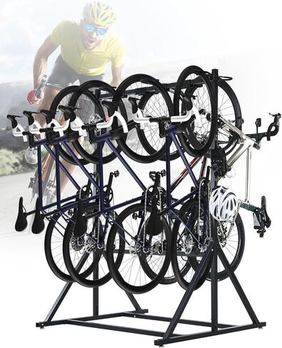 رف تخزين الدراجة قائم بذاته من DEERFAMY بحد أقصى 8 دراجات، سعة تحميل 600 رطل، رفوف دراجات فولاذية صلبة شديدة التحمل للمرآب للمنزل ومنظم المرآب in Kuwait