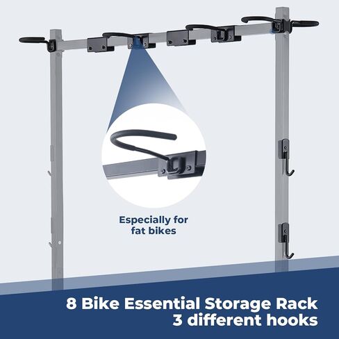 رف تخزين الدراجة قائم بذاته من DEERFAMY بحد أقصى 8 دراجات، سعة تحميل 600 رطل، رفوف دراجات فولاذية صلبة شديدة التحمل للمرآب للمنزل ومنظم المرآب in Kuwait