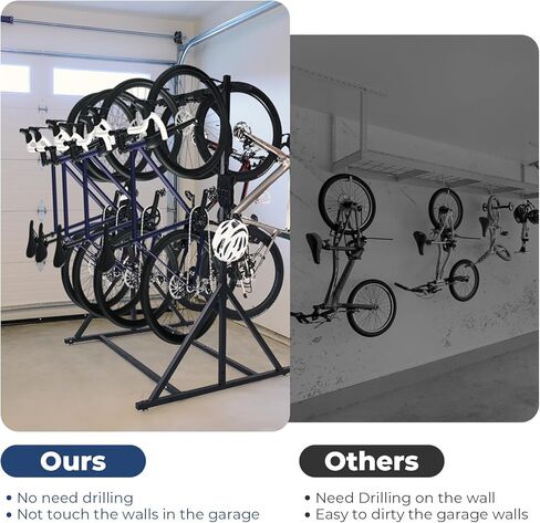 رف تخزين الدراجة قائم بذاته من DEERFAMY بحد أقصى 8 دراجات، سعة تحميل 600 رطل، رفوف دراجات فولاذية صلبة شديدة التحمل للمرآب للمنزل ومنظم المرآب in Kuwait
