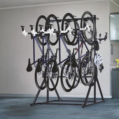 رف تخزين الدراجة قائم بذاته من DEERFAMY بحد أقصى 8 دراجات، سعة تحميل 600 رطل، رفوف دراجات فولاذية صلبة شديدة التحمل للمرآب للمنزل ومنظم المرآب in Kuwait