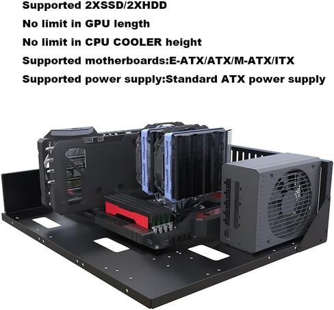 حافظة كمبيوتر مفتوحة، حامل اختبار علبة اللوحة الأم E-ATX للخادم ثنائي الاتجاه، مقعد اختبار، برج متوسط ​​E-ATX، حافظة كمبيوتر كاملة، حافظة ATX، حافظة matx، حافظة itx، منضدة اختبار اللوحات الأم للكمبيوتر in Kuwait