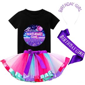 Birthday Girl Outfit Party Cosutme T-Shirt Tutu Skirt Set with Headband & Sash Gifts for Girls Birthday Party in Saudi Arabia