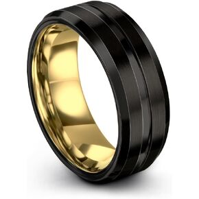 Tungsten Wedding Band Ring 6mm 8mm 10mm for Men Women 18k Rose Yellow Gold Plated Bevel Edge Black Grey Brushed Polished in Saudi Arabia