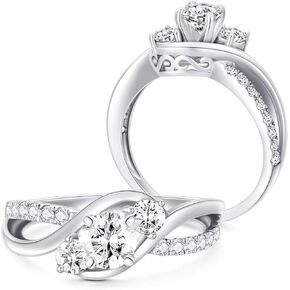 1 Carat (ctw) Moissanite Engagement Rings For Women 10K/14K/18K White Gold Rings Moissanite Rings in Saudi Arabia