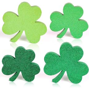 COCHIE Shamrock St Patricks Day Decorations, Wooden St. Patrick's Day Tiered Tray Decor Set of 4, Green Clover Saint Patrick Day Table Top Decoration for Home, Shelf, Door, Office Party (Retro) in Saudi Arabia