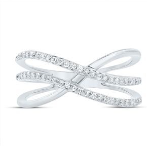 Jewels By Lux 10kt White Gold 1/5 Cttw Diamond Criss-cross Bridal Wedding Engagement Anniversary Ring, Women Size: 5-9 in Saudi Arabia