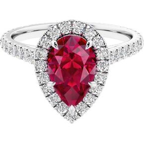 Solid 14k Gold 2.50 Ct Pear Shape Lab Created Pink Sapphire Ring w/ French Pave Diamond Halo Ring, July Birthstone, Engagement, Anniversary, Wedding, Birthday Gift for Women w/ Jewelry Box, Sz 4-10 in Saudi Arabia