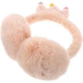 Crown Earmuffs with Plush Faux Rabbit Fur, Thickened Warm Ear Protectors for Outdoor Winter, Portable Beige Fleece Ear Warmers for Boys and Random Color in Saudi Arabia