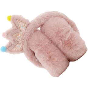Cabilock Winter Earmuffs Portable Outdoor Ear Warmers Faux Rabbit Fur Thickened Pink Crown Design for Boys Cold Weather Protection Random Color in Saudi Arabia