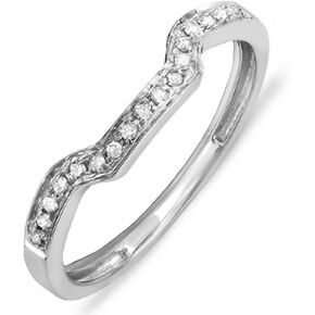 0.10 Carat (Ctw) 14K White Gold Plated Round Shaped White Diamond Ladies Anniversary Wedding Stackable Band Enhancer Guard Ring 1/10 CT in Kuwait