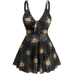 ROSE GAL Plus Size Womens Gothic Tankini Swimdress with Briefs 2 Piece Suns Moon Padded Tummy Control Tankini Bathing Suit in Saudi Arabia