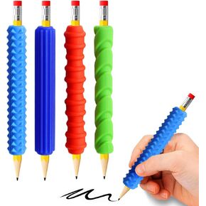 Pencil Grips, 4-Pack Textured Silicone Sleeves for Mechanical Pencils, Sensory Fidget ADHD Tool for Kids and Adults, Quiet Fidget Tools for Classroom Focus, Anxiety Relief (Colorful) in Saudi Arabia