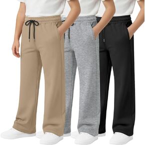 3 Pcs Boys Lightweight Sweatpants Wide Leg Open Bottom Drawstring Elastic High Waist Joggers Baggy Athletic Pants in Saudi Arabia
